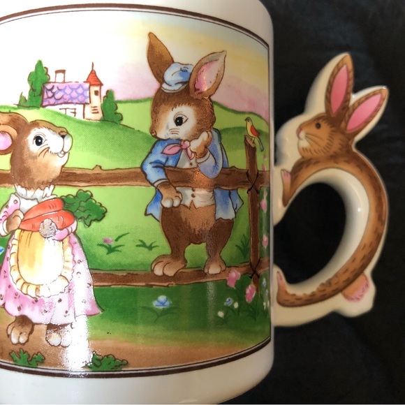 Vintage Country Rabbit Mug with Cute Handle - Made in Japan - Picture 3 of 15